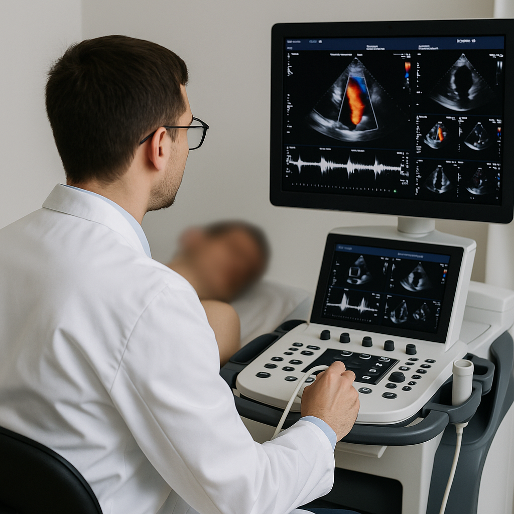 Ecografia cardiaca eseguita da cardiologo a Genova Cardiologo a Genova che esegue ecografia cardiaca